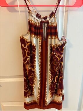 Rose & Olive Burgundy and Cream Chain-Print Tank Top